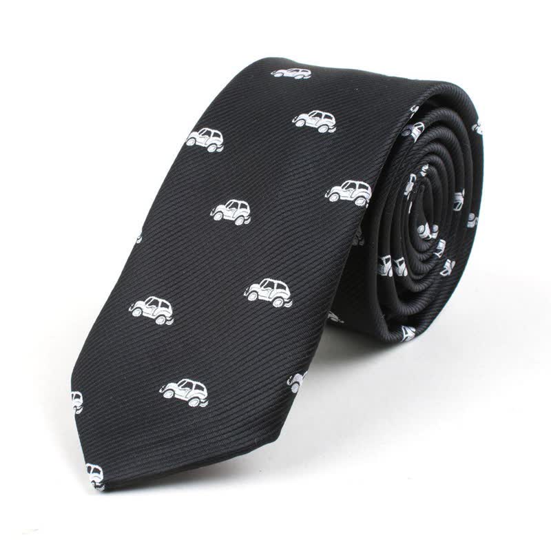 Cravatta da uomo con simpatici motivi dei cartoni animati - Macchina nera - image 19