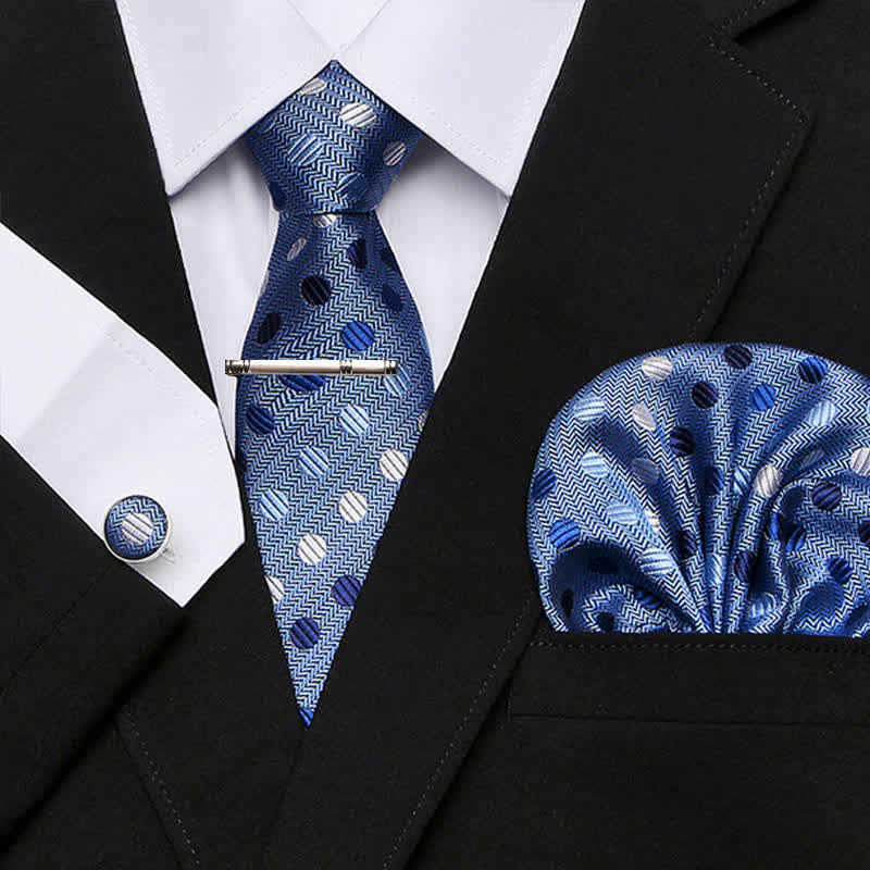 Set di 4 cravatte a pois blu chiaro da uomo - Azzurro chiaro - image 0