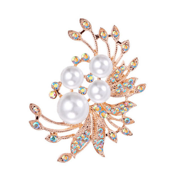 Spilla da donna con perle e fiori di fenice - Oro - image 6