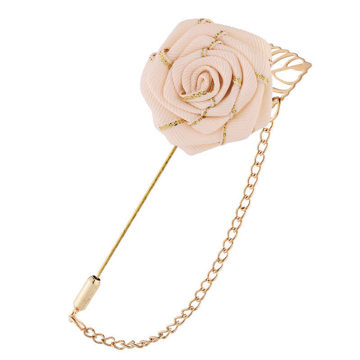 Spilla a catena con camelia floreale da uomo - Avorio - image 7
