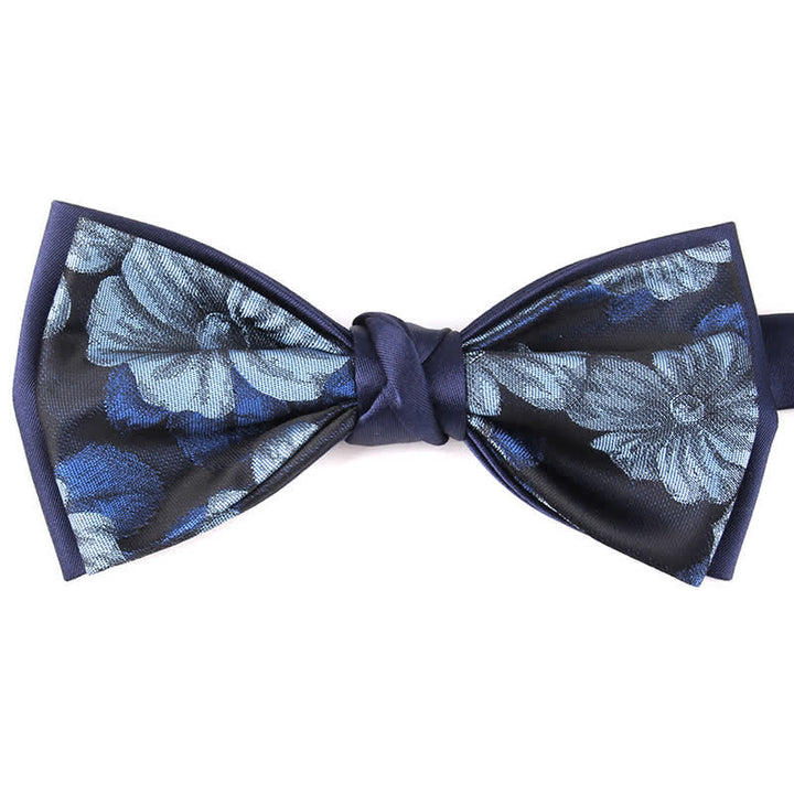 Papillon elegante da uomo con motivo floreale botanico - Blu #1 - image 13