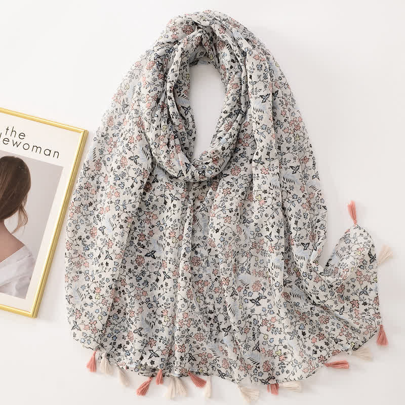 Sciarpa sottile con nappe floreali a farfalla da donna - Stile n. 10 - image 15