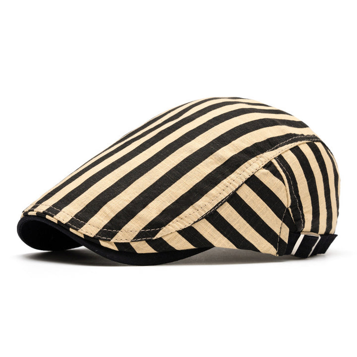 Cappello basco a righe e quadri in puro cotone, moda primavera ed estate - Striscia di cammello - Regolabile (22"-24") - image 17