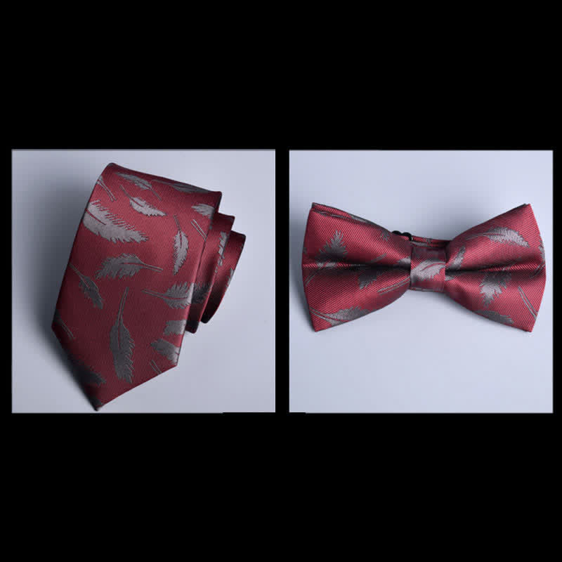 8 pezzi papillon con foglie rosso scuro e fiori alla moda, scatola regalo - image 1