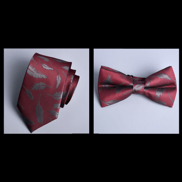 8 pezzi papillon con foglie rosso scuro e fiori alla moda, scatola regalo - image 1