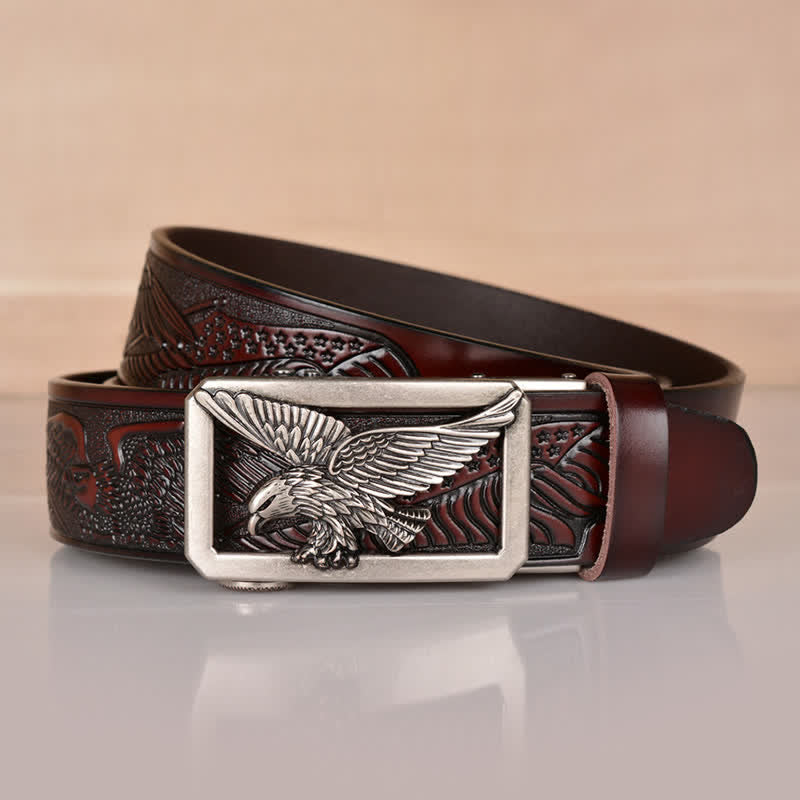 Cintura in pelle goffrata con fibbia Hollow Eagle da uomo - image 27