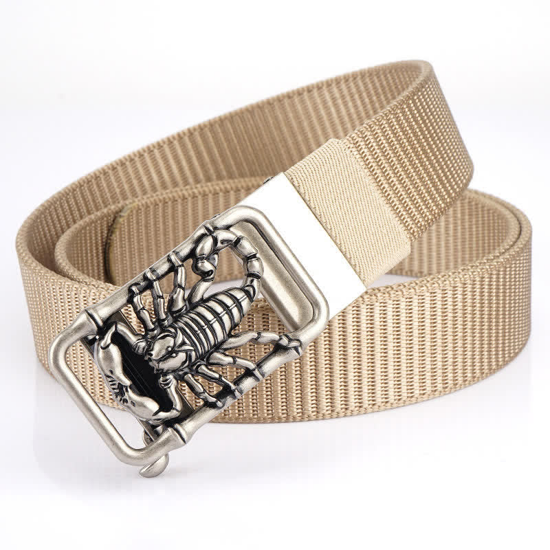 Cintura semplice in nylon con Scorpione Re da uomo - Beige / Argento - 48" - image 22