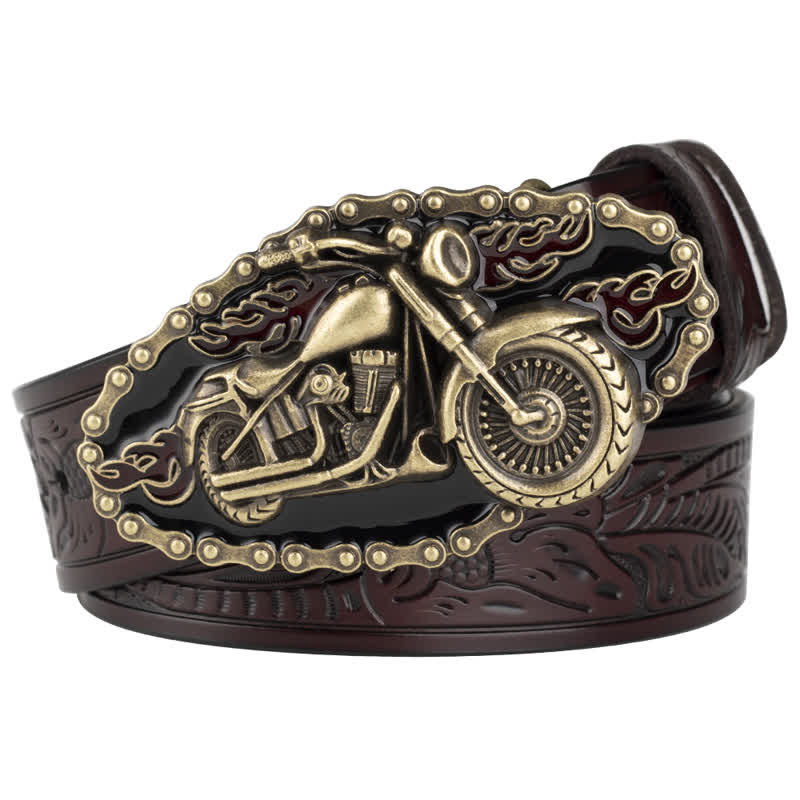 Cintura da motociclista in pelle punk rock da uomo - Caffè / Oro - 46 - image 12