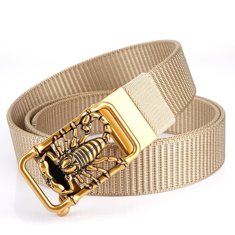 Cintura semplice in nylon con Scorpione Re da uomo - Beige/Oro - 48" - image 14
