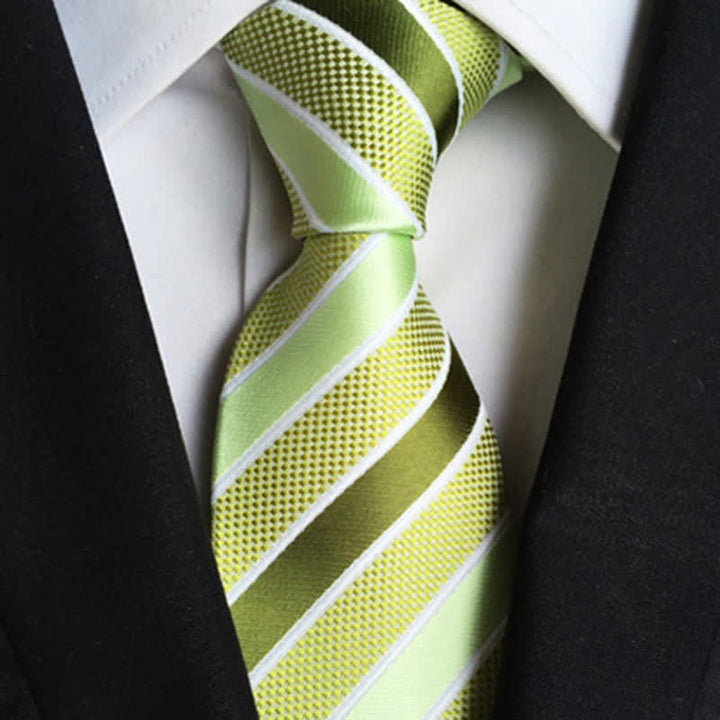 Cravatta a righe colorate di classe da uomo - Verde oliva - image 0