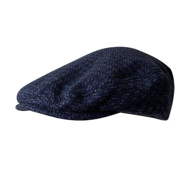 Berretto invernale autunno-inverno a scacchi blu navy - image 2