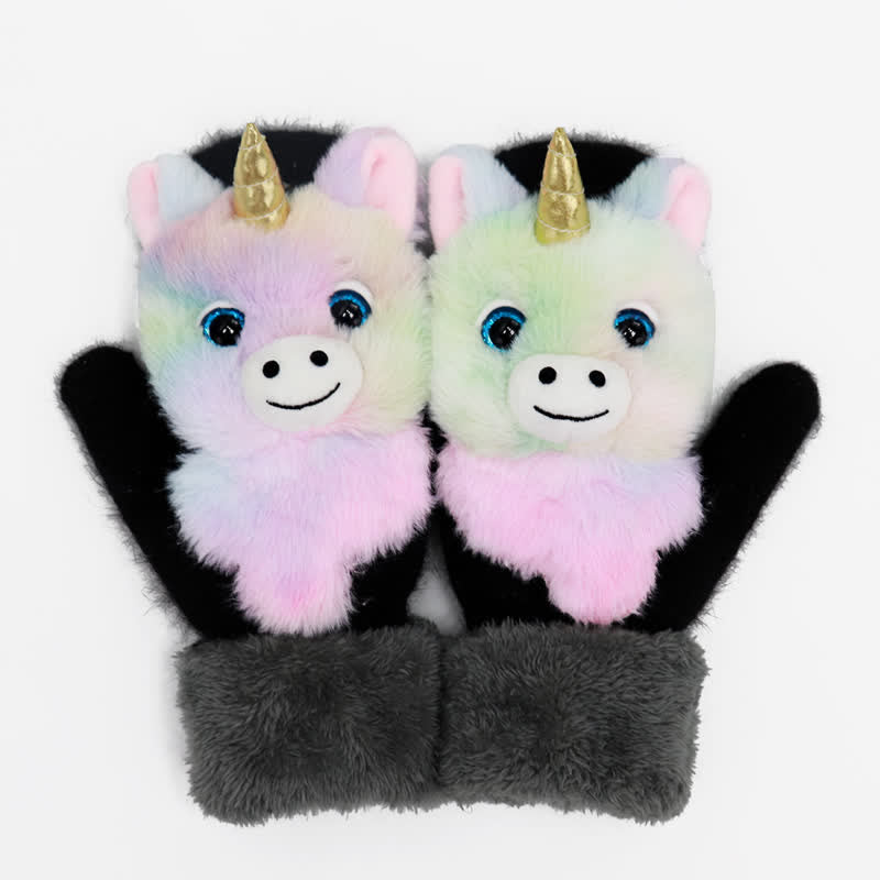 Guanti da donna con motivo di animali carini e pelosi - Macaron Unicorn - image 10