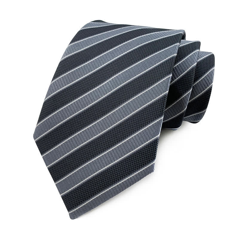 Cravatta a righe urbane preppy da uomo - Nero e grigio - image 1