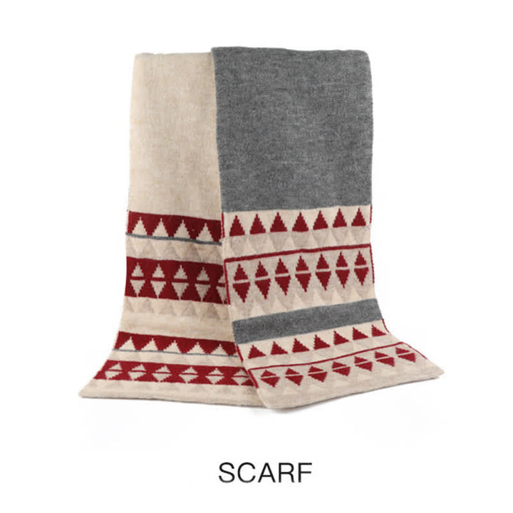 Set di 3 cappelli, sciarpe e guanti con motivo a triangolo da donna - image 3