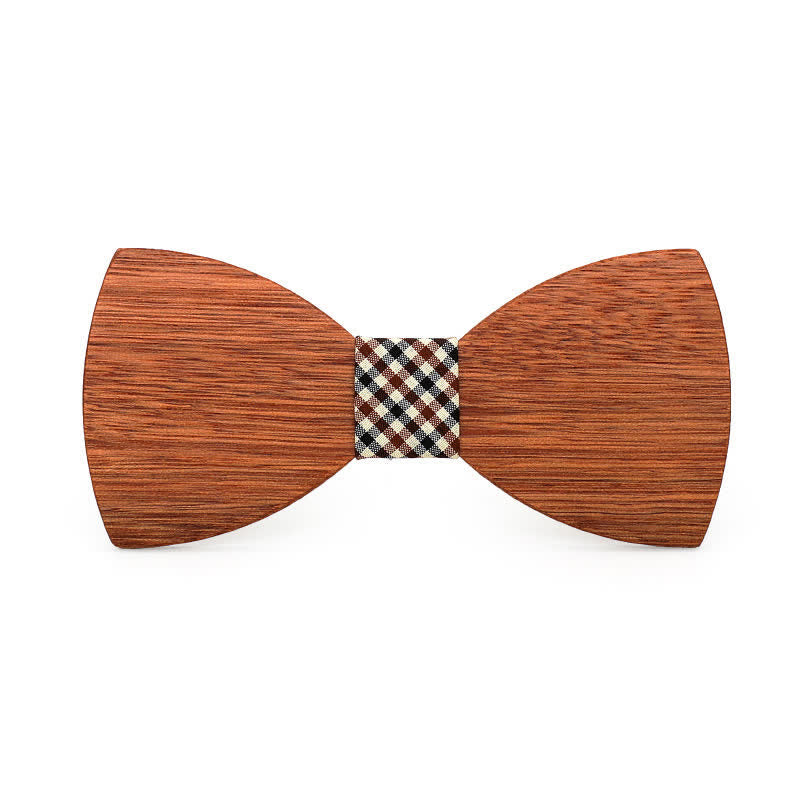 Papillon in legno Begonia Vintage da uomo - Plaid marrone - image 9
