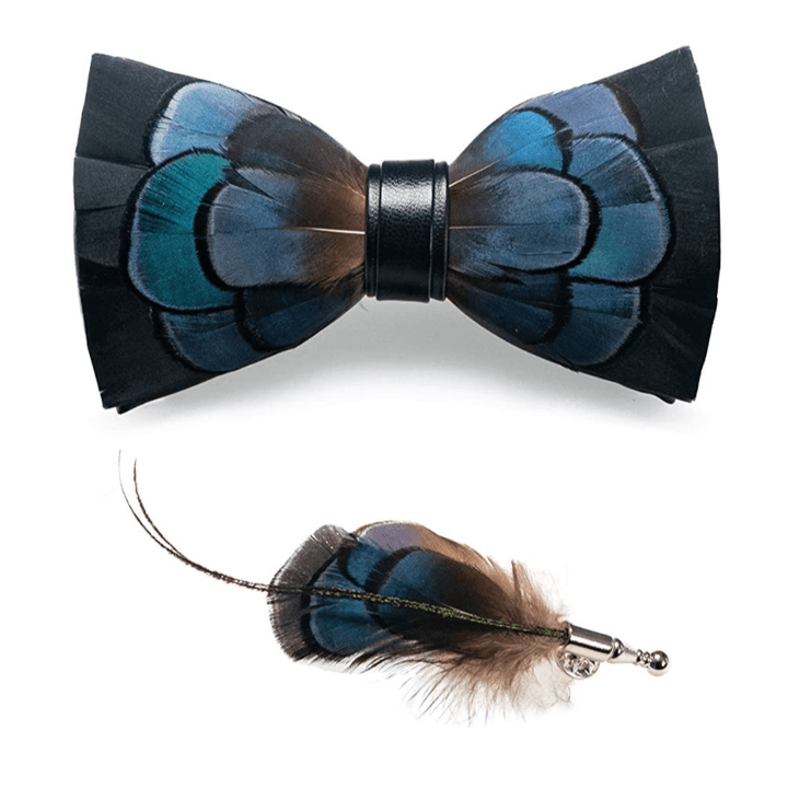 Papillon con piume squisite nere e verdi per bambini con spilla da bavero - image 6