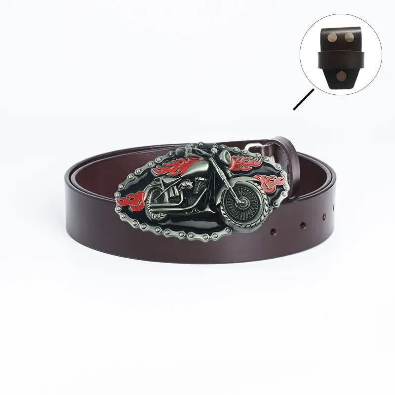 Cintura in pelle da motociclista punk da uomo - Maglietta in pelle - Marrone / Nero - 46 - image 21