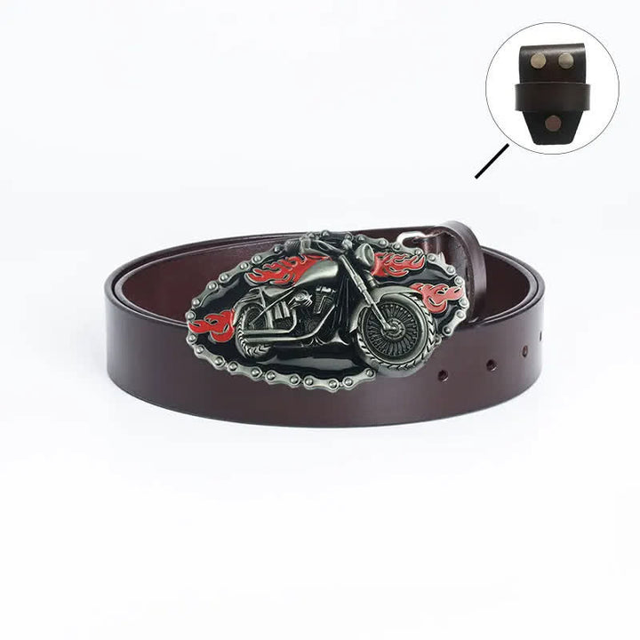Cintura in pelle da motociclista punk da uomo - Maglietta in pelle - Marrone / Nero - 46 - image 21