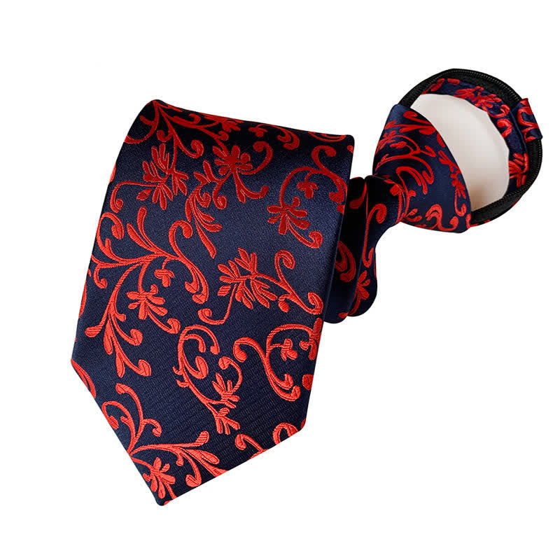 Cravatta floreale con cerniera Paisley retrò da uomo - Rosso e blu navy - image 9