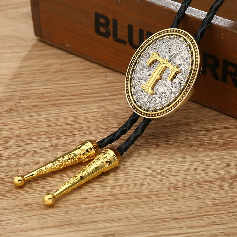 Accessorio per camicia da cowboy occidentale, alfabeto dalla A alla Z, cravatta Bolo - T - image 23