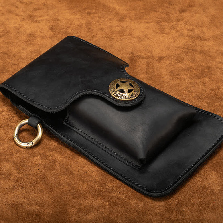 Borsa da cintura per telefono con fibbia magnetica a stella in pelle per esterni - image 1
