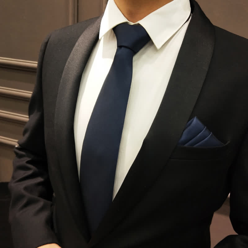 Cravatta da uomo blu navy con motivo a fiori - image 2