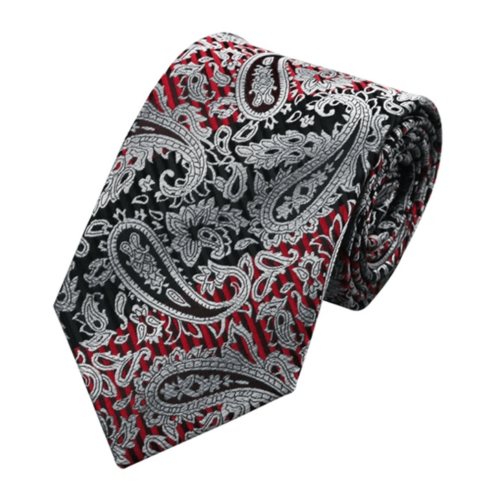 Set di 3 cravatte da uomo con motivo Paisley, rosso e nero - image 1