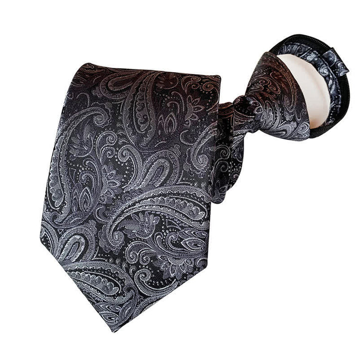Cravatta floreale con cerniera Paisley retrò da uomo - Grigio - image 5