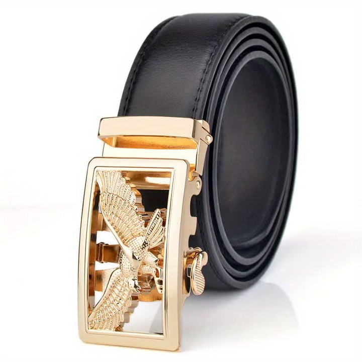 Cintura in pelle con decorazione aquila volante Hollow Hawk da uomo - Nero - 46 - image 0