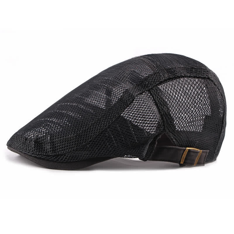 Cappello da sole traspirante con maglia cava, berretto piatto - Nero - Regolabile (circa 21 5/8"-23 5/8") - image 0