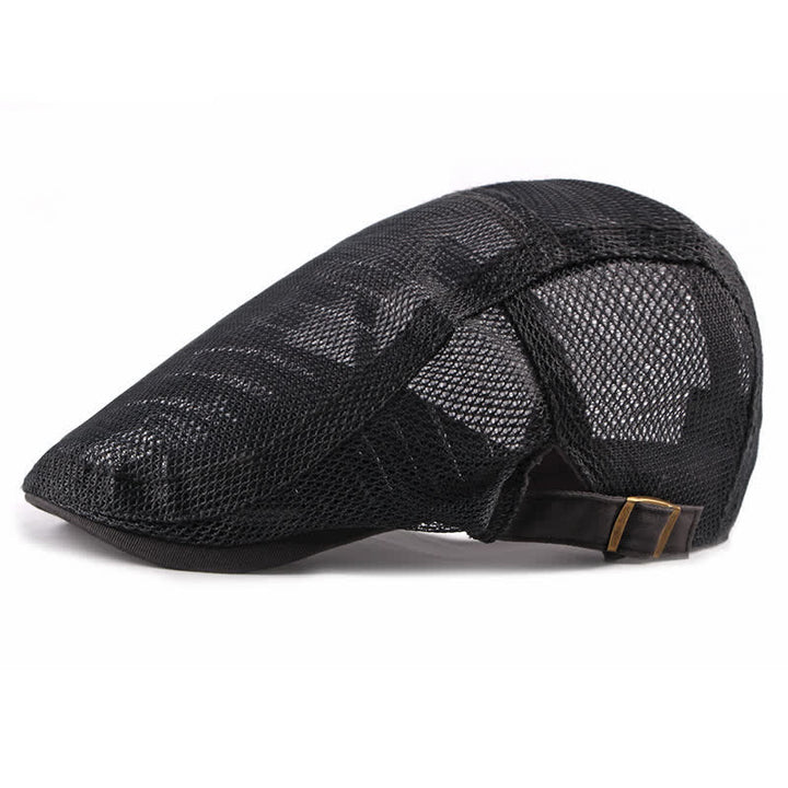 Cappello da sole traspirante con maglia cava, berretto piatto - Nero - Regolabile (circa 21 5/8"-23 5/8") - image 0