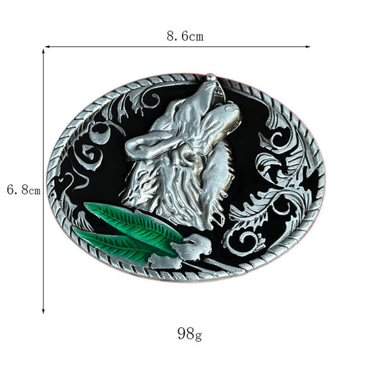 Cintura in pelle con fibbia a forma di testa di lupo ululante fai da te da uomo - image 2