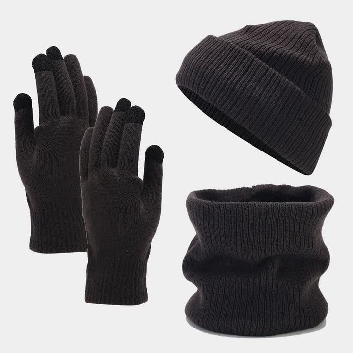 Set di 3 cappelli, sciarpe e guanti in twill tinta unita unisex - Grigio scuro - Regolabile (circa 22"-22 7/8") - image 16