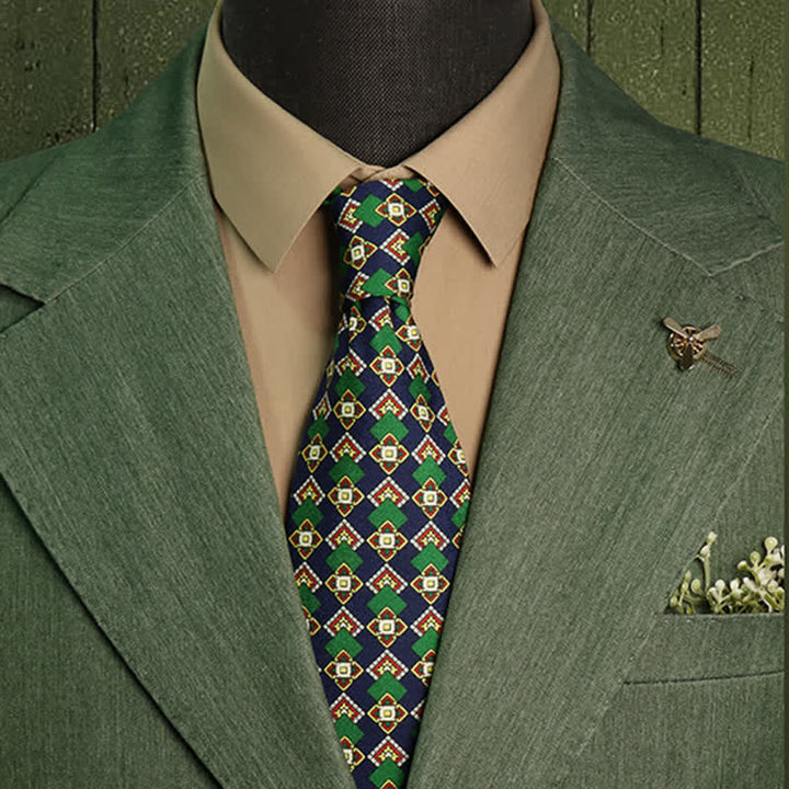 Cravatta geometrica con medaglione di lusso da uomo - image 0