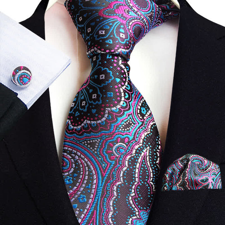 Set di 3 cravatte classiche da uomo con motivo Paisley floreale - Viola - image 9