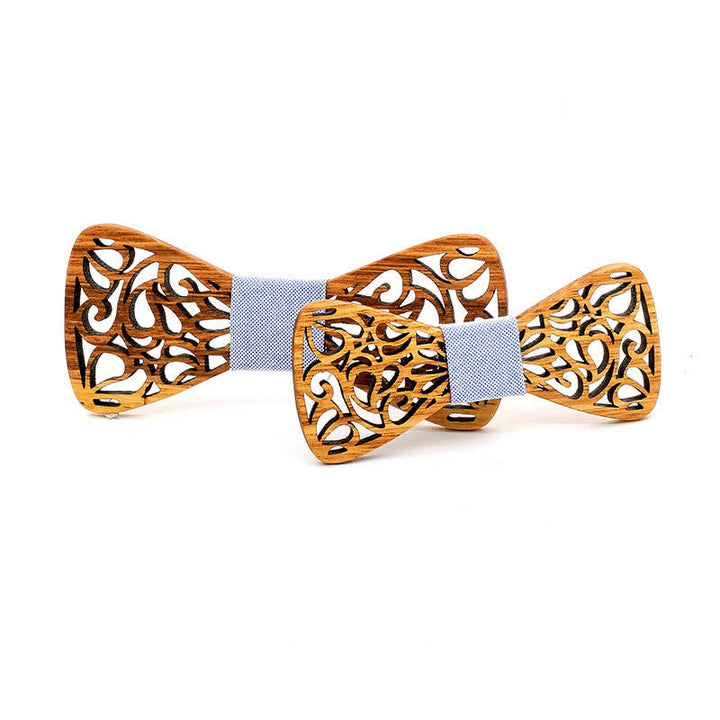 2 pezzi papillon in legno cavo genitore-figlio da uomo - Burlywood e grigio - image 9