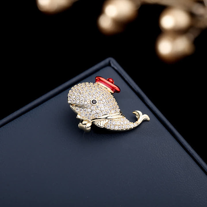 Spilla balena con strass marini da donna - image 1