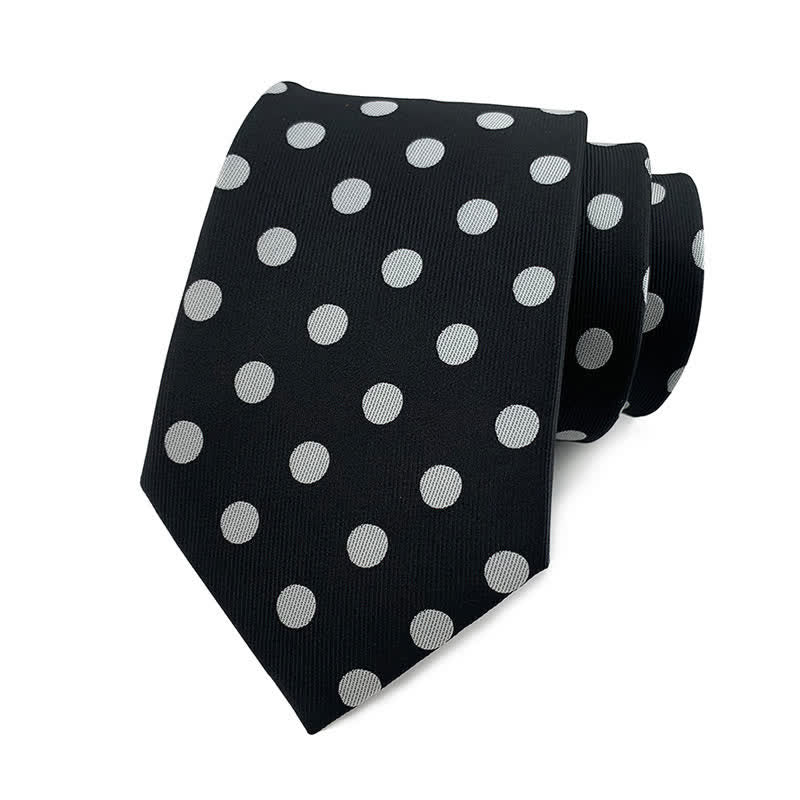 Cravatta a pois da uomo - Punti medi - Bianco e nero - image 20