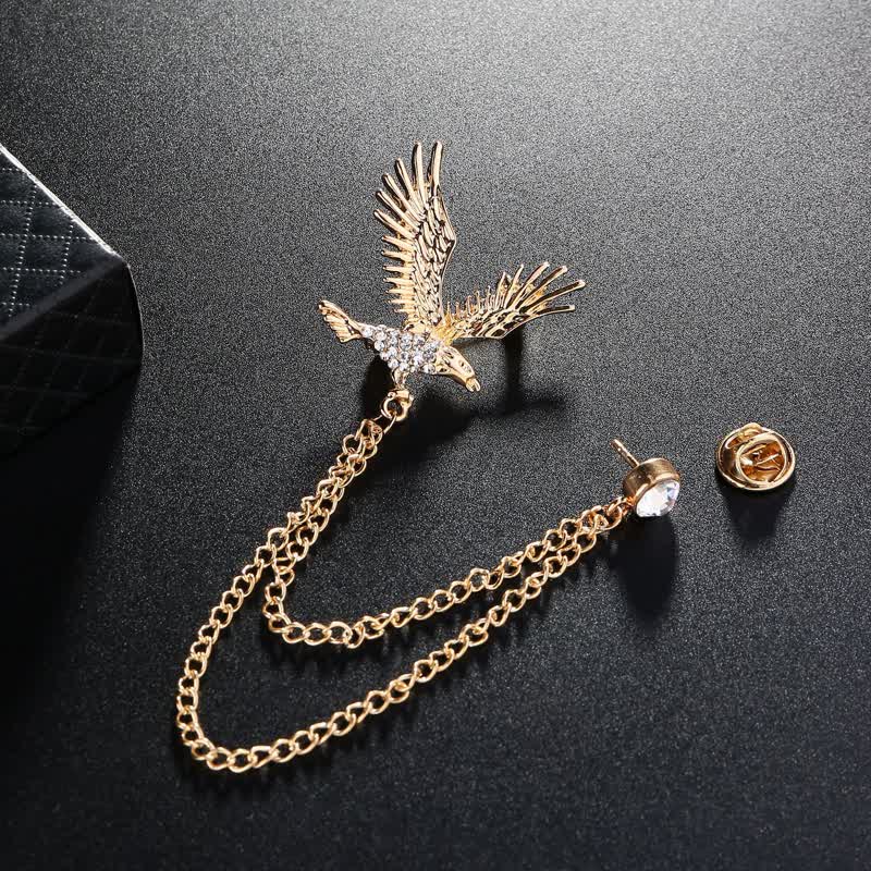 Spilla da uomo con aquila in volo e strass - image 3