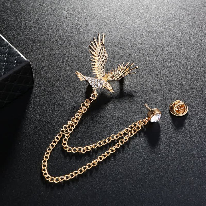 Spilla da uomo con aquila in volo e strass - image 3
