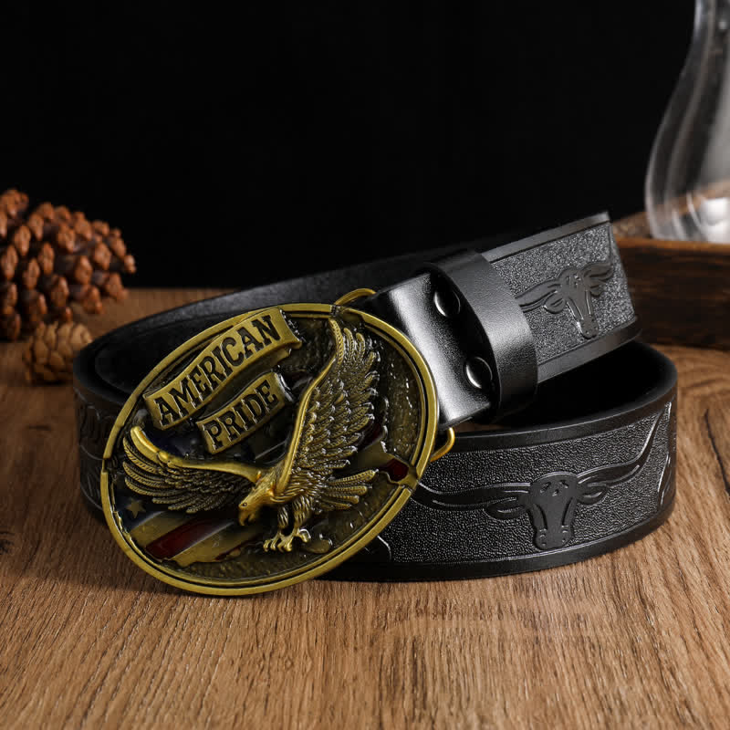 Cintura in pelle da uomo American Pride Bald Eagle - Nero n. 1 - 42 - image 4