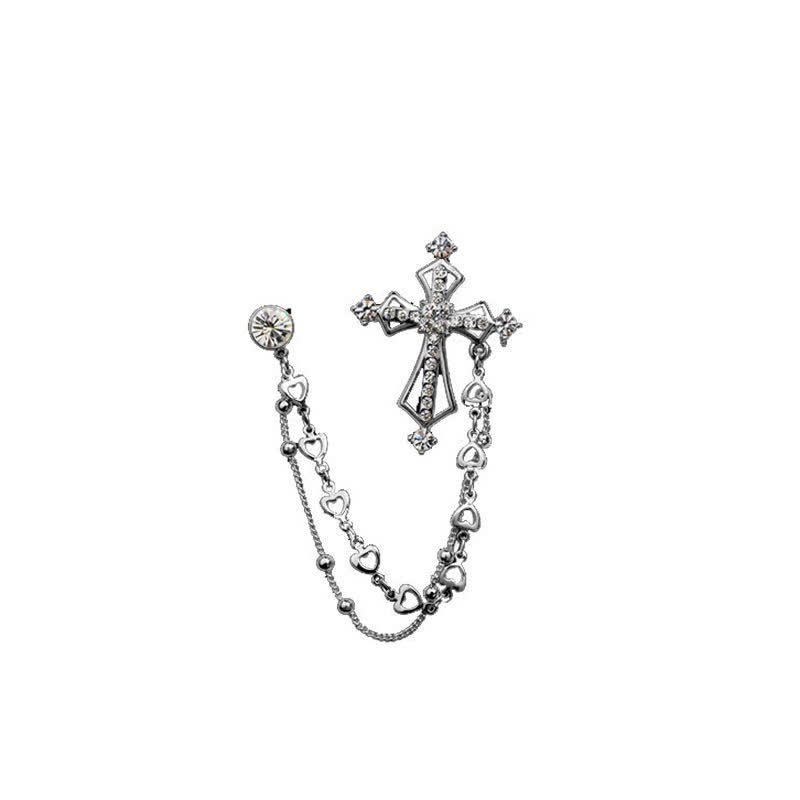 Spilla da uomo con strass a croce e nappe nobili - image 3