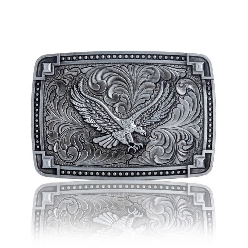 Cintura in pelle con fibbia "Soaring Eagle In Dreamy Sky" fai da te da uomo - Argento antico - Senza cintura - image 3