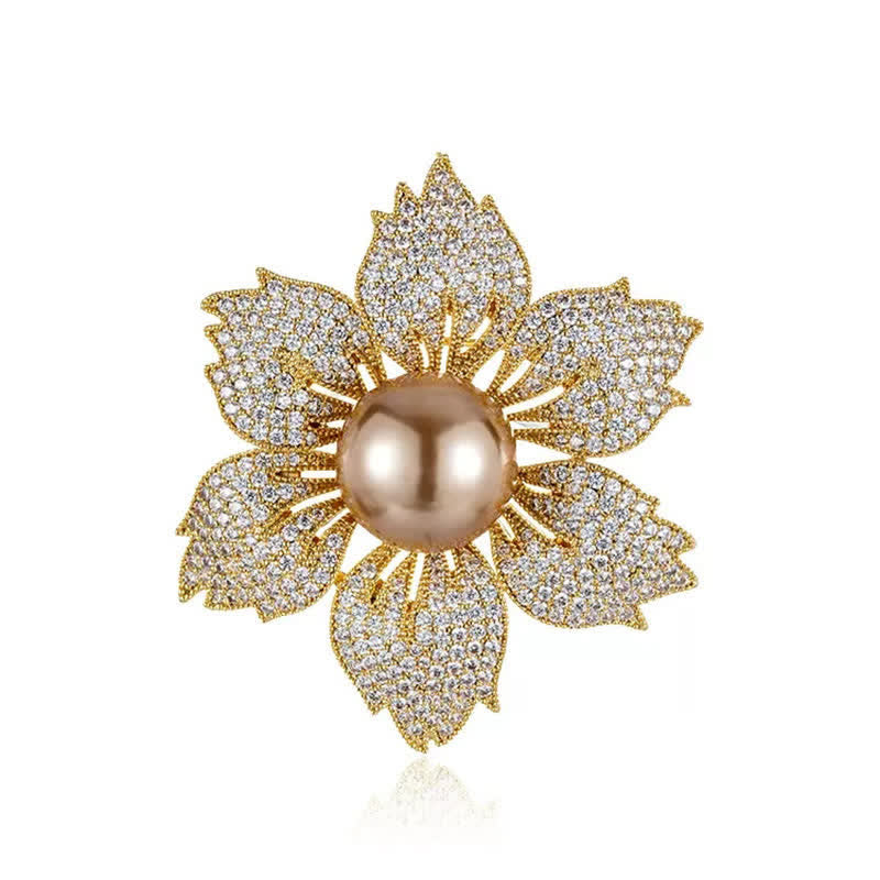 Spilla Bauhinia di lusso con perle brillanti da donna - image 3