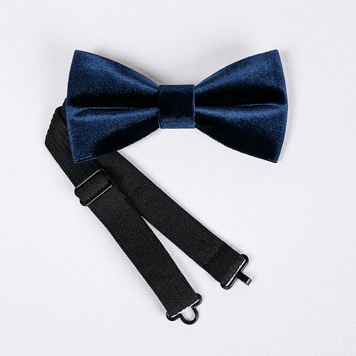 Papillon da uomo in velluto blu navy tinta unita - image 5