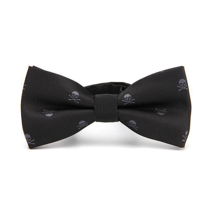 Papillon da uomo con ossa incrociate e scheletro di Halloween - Nero e grigio - image 1