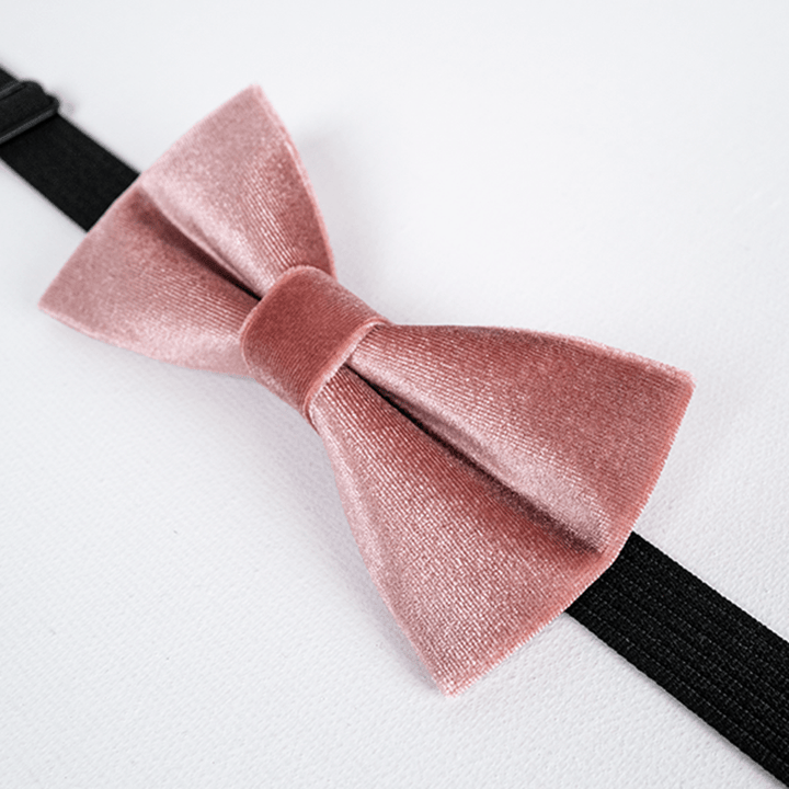 Papillon in velluto tinta unita rosa antico da uomo - image 4