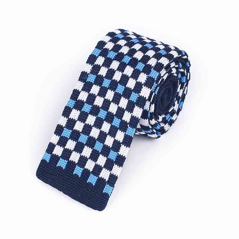 Cravatta lavorata a maglia con quadrati colorati in pixel da uomo - Blu - image 4