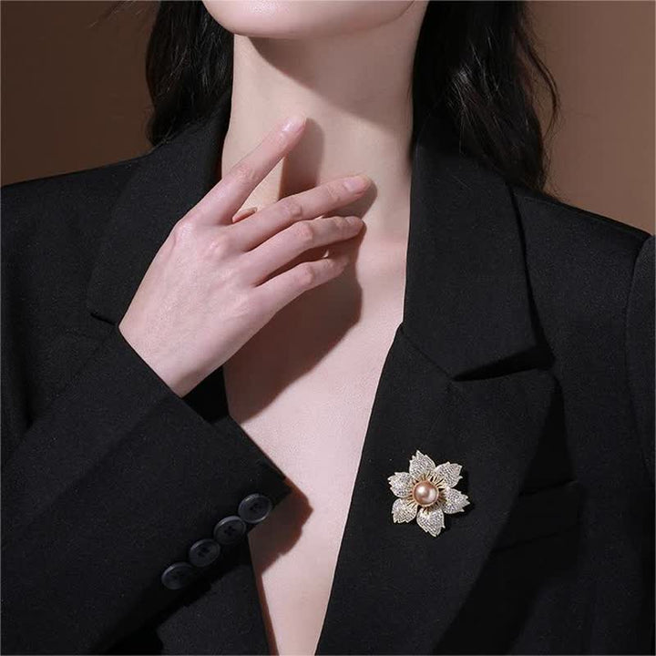 Spilla Bauhinia di lusso con perle brillanti da donna - image 1