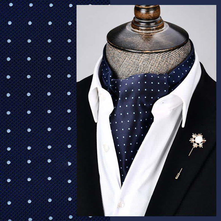Cravatta a pois Ascot floreale moderna grandeur blu scuro - Blu scuro - image 0